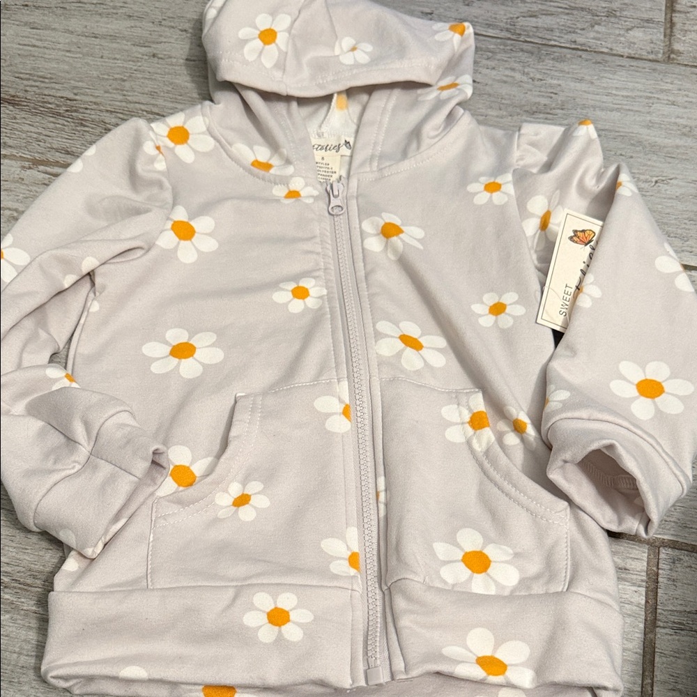 Sweet Stories Kids Floral Daisies Hoodie SUPER Soft Size 5 NWT